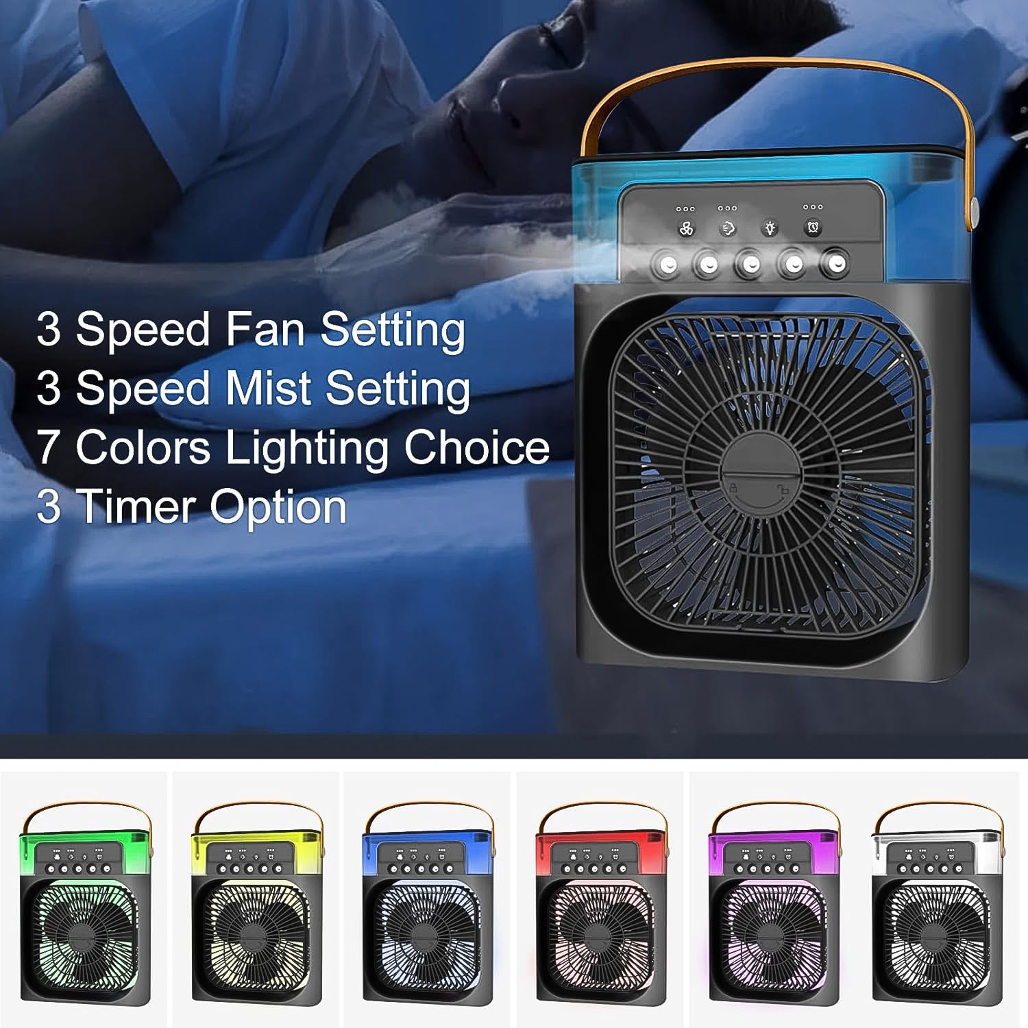 Portable USB Rechargeable Mini Mist Air Cooler with LED Light