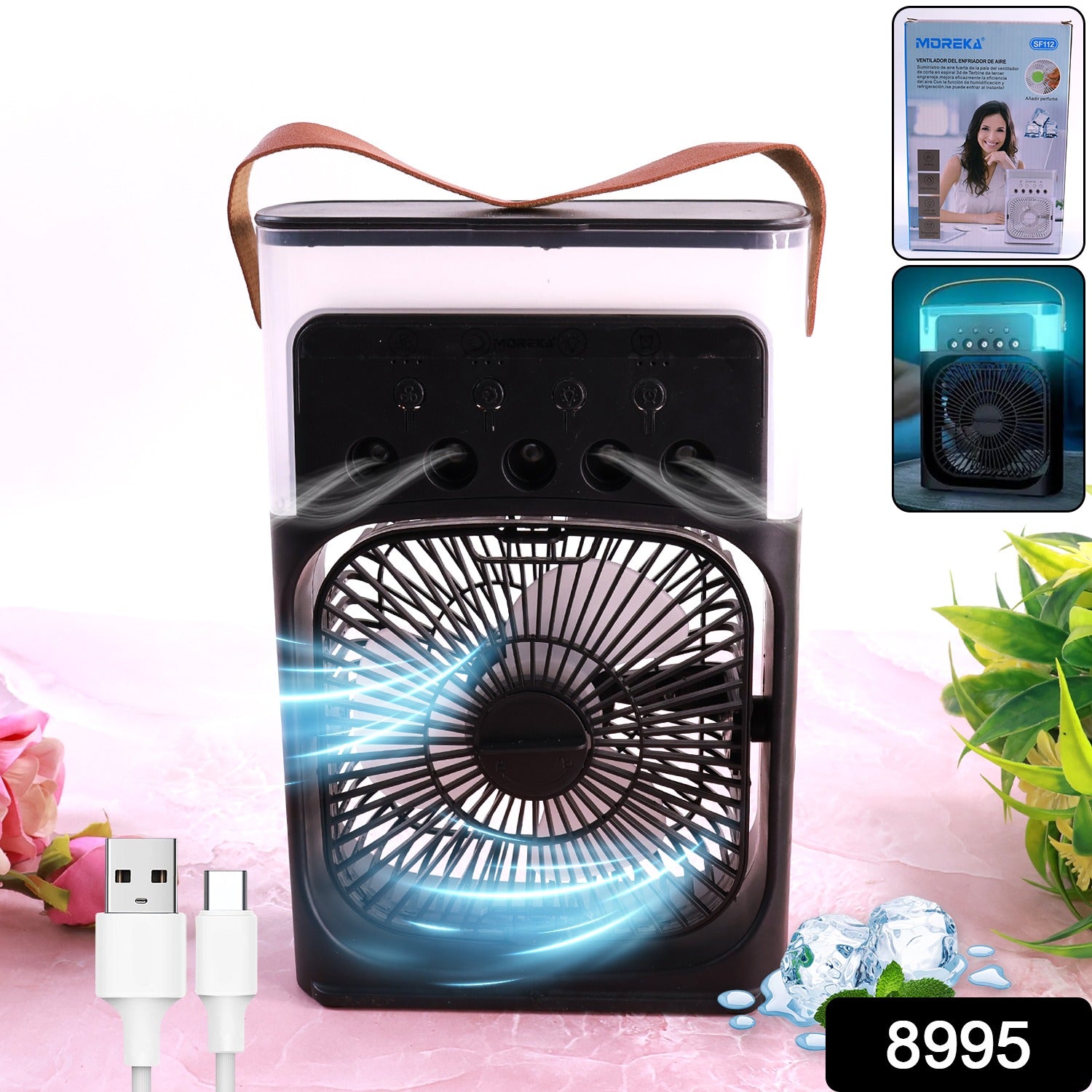 Portable USB Rechargeable Mini Mist Air Cooler with LED Light