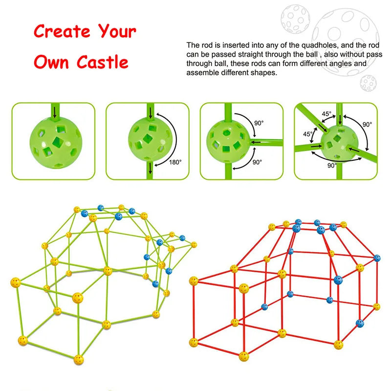 HaverShop™ Kids Tent Fortress Builder - 110balls 200rods Haver Shop