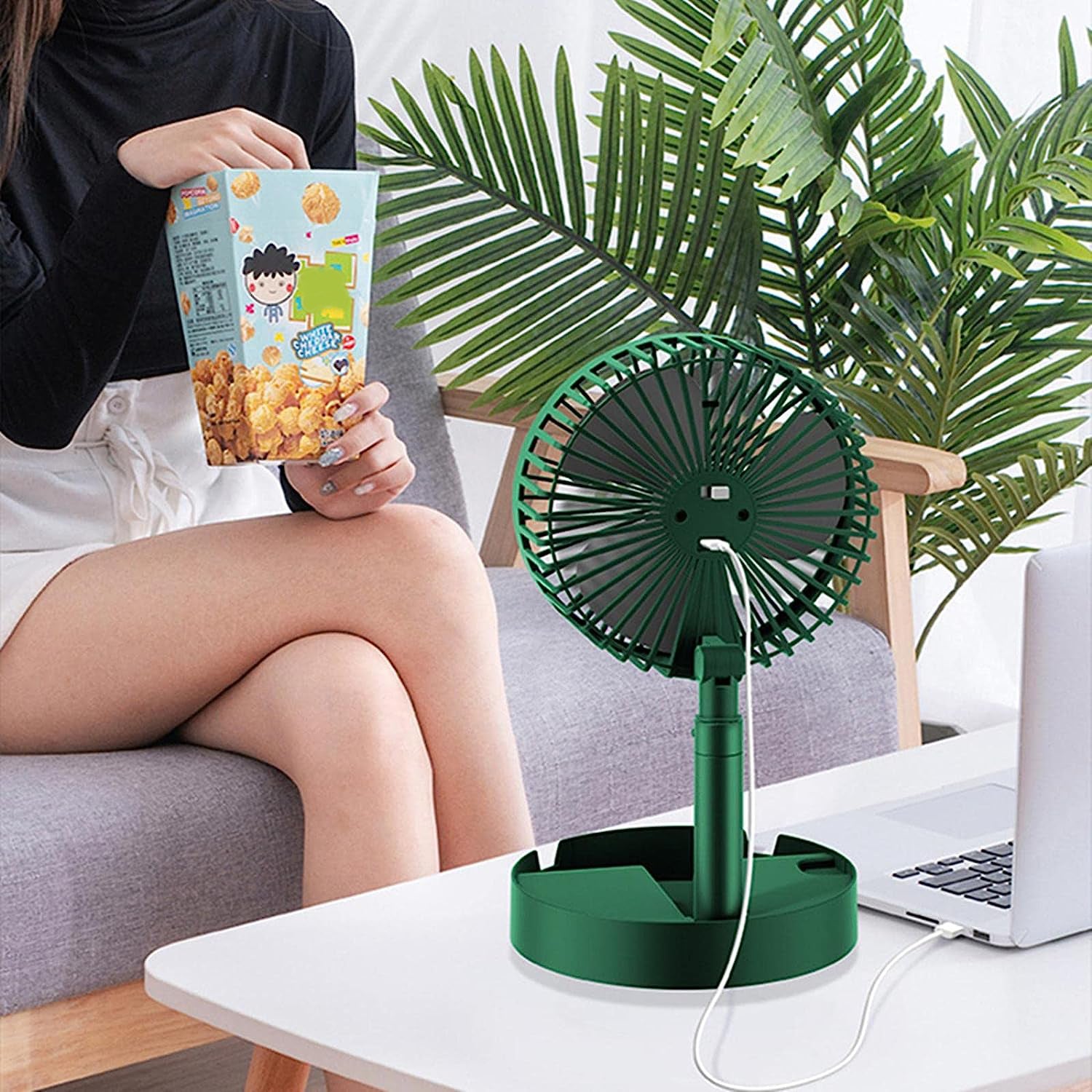 USB Rechargeable Foldable Personal Desk Fan  (Battery Not Included)