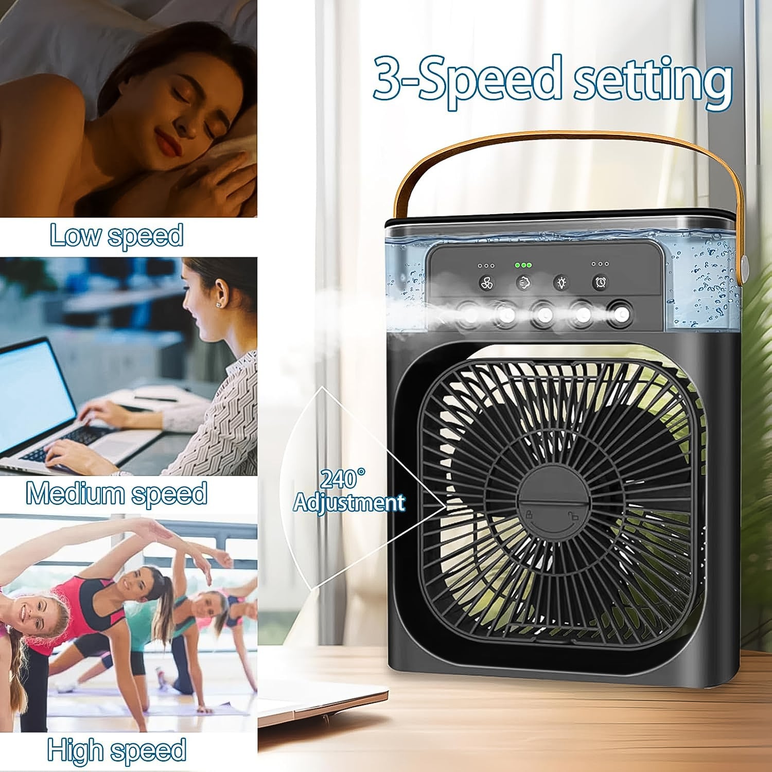 Portable USB Rechargeable Mini Mist Air Cooler with LED Light
